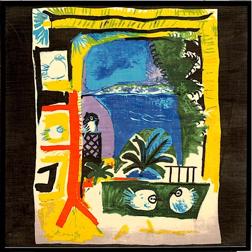 151 - After PABLO PICASSO 'Les Pigeons', on cotton, 124cm x 120cm, framed and glazed.