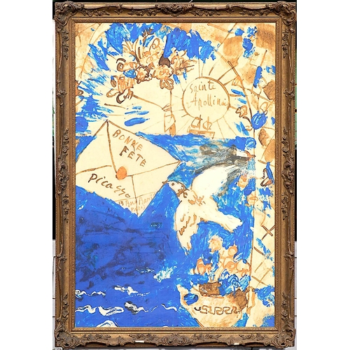 152 - After PABLO PICASSO 'La Fenêtre', on silk, 137cm x 90cm, framed and glazed.