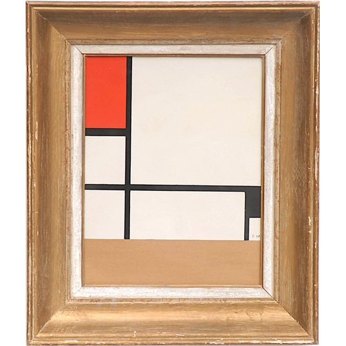 157 - PIET MONDRIAN 'Abstract', 1957, rare colour pochoir, signed in the plate, printed by Daniel Jacomet,... 