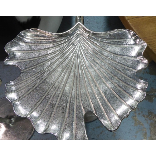 171 - GINGKO LEAF SIDE TABLES, a pair, 1970s Italian style, polished metal, 54cm H. (2)