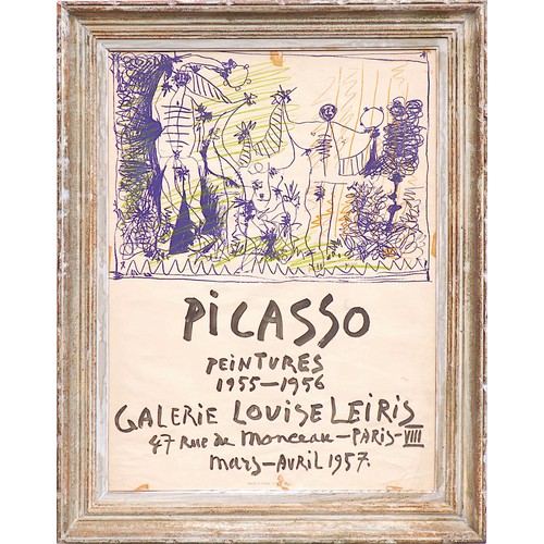159 - PABLO PICASSO, rare original lithographic poster, 1957, Galerie Louise Leiris, printed by Mourlot, e... 
