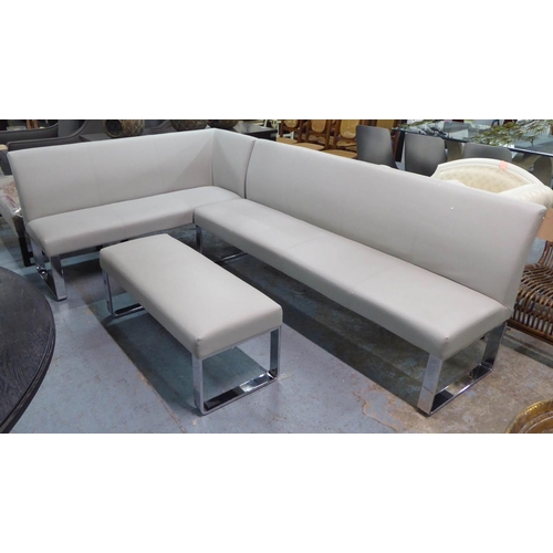 17 - CORNER SUITE, includes corner settee and ottoman, 160cm x 260cm x 85cm approx. (2)