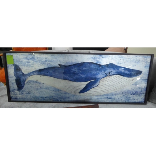 38 - CONTEMPORARY SCHOOL, study of a whale, framed, 120cm x 43.5cm.