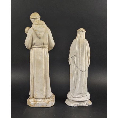 596 - OUR LADY OF IMMACULATE CONCEPTION AND ST ANTHONY, plaster cast icon figures, 43cm at tallest. (with ... 