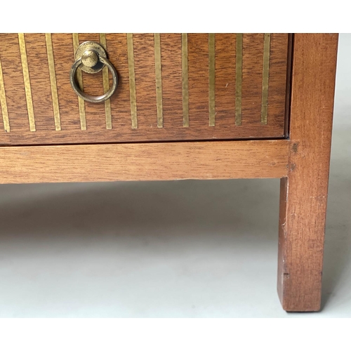 99 - LOUGHBOROUGH CHEST, 1960's English, teak and brass inset with three short and three long drawers, 92... 