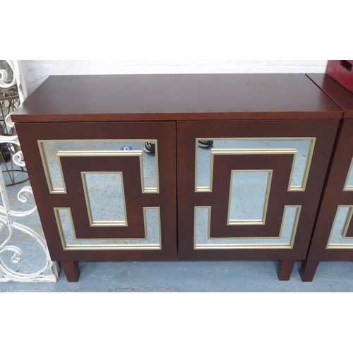 16 - SIDE CABINETS, a pair, contemporary design, each with a pair of doors with mirrored detail, 39cm x 8... 