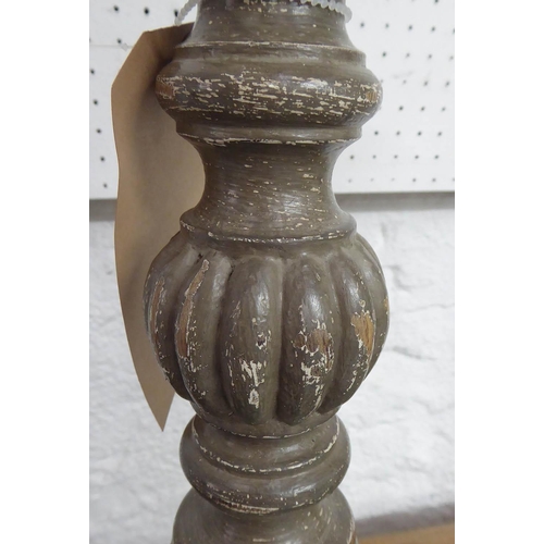 21 - TABLE LAMPS, a pair, turned columns, aged finish, 57.5cm H. (2)