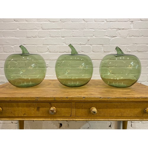 45 - OVERSIZED GLASS APPLES, a set of three, Murano style hand blown glass, approx 35cm H x 29cm. (3)