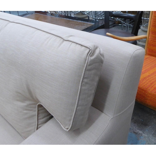 74 - SOFA, contemporary design brown fabric upholstered, ebonised feet, 270cm x 112cm x 82cm.