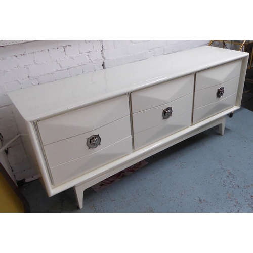 88 - SIDEBOARD, contemporary, white lacquered finish, 198cm x 48cm x 78cm (slight faults).