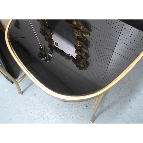 70 - SIDE TABLES, a pair, 1970's Italian style, smoked glass tops, 62cm x 32cm x 62.5cm. (2)