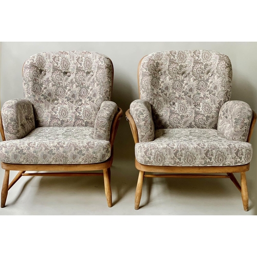 100 - ERCOL ARMCHAIRS, a pair, by Lucian Ercolani, 82cm W. (2)