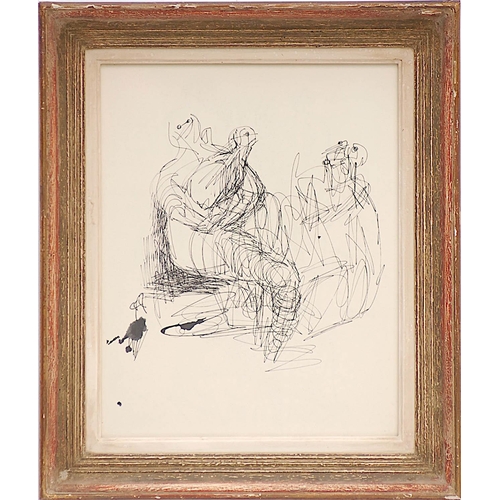 113 - HENRY MOORE 'Seated Figures', 1958, off set lithograph, 40cm x 30cm, framed and glazed.