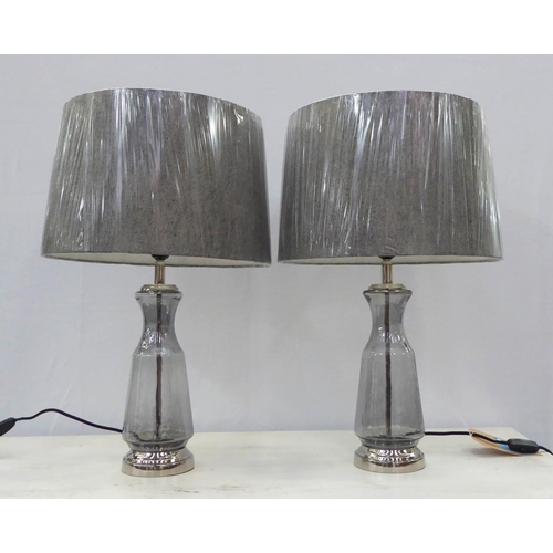 78 - TABLE LAMPS, a pair, contemporary design, with grey shades, 64cm H.