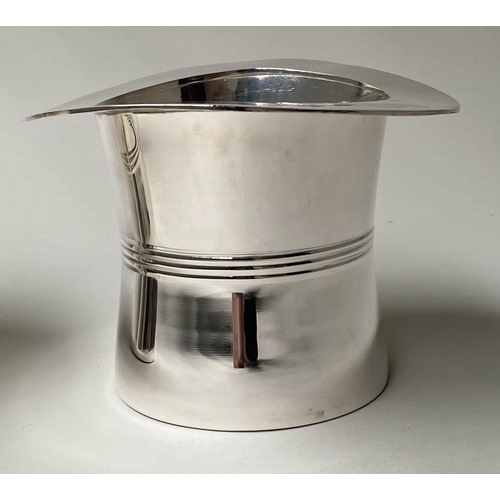 95 - TOP HAT ICE PAILS, a pair, silvered top hats, 24cm W x 18cm H. (2)