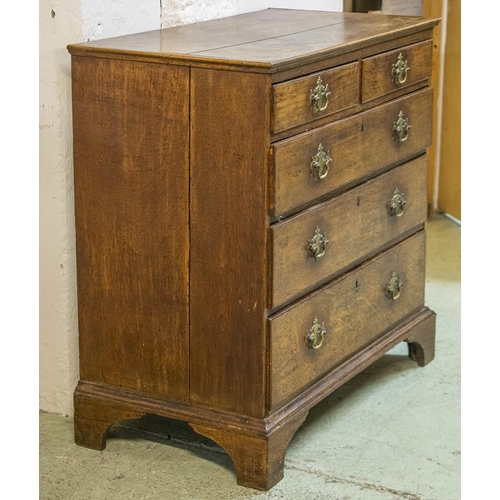 587 - CHEST, George III oak of two short and three long drawers, 90cm H x 91cm x 49cm. (with faults)