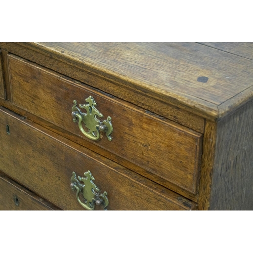 587 - CHEST, George III oak of two short and three long drawers, 90cm H x 91cm x 49cm. (with faults)