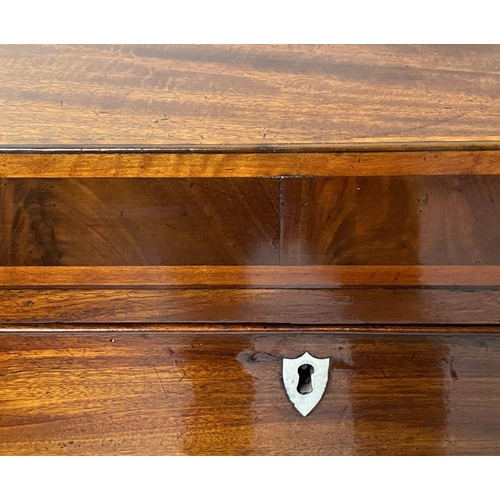 617 - HALL CHEST, Regency mahogany of adapted shallow proportions with four long drawers, 92cm x 34cm x 10... 