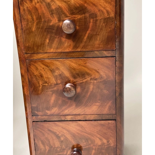 622 - BEDSIDE CHESTS, a pair, Victorian flame mahogany, each adapted with four drawers, 32cm x 34cm x 77cm... 