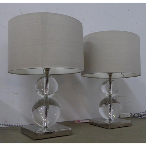 1 - PORTA ROMANA TABLE LAMPS, a pair, with shades, 37.5cm H.