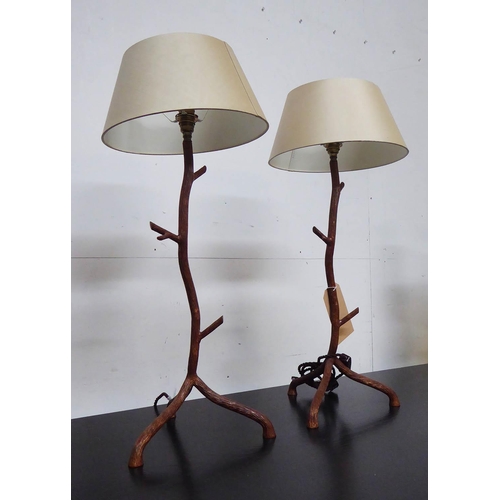 13 - PORTA ROMANA TWIG TABLE LAMPS, a pair, with shades, 171cm H. (2)