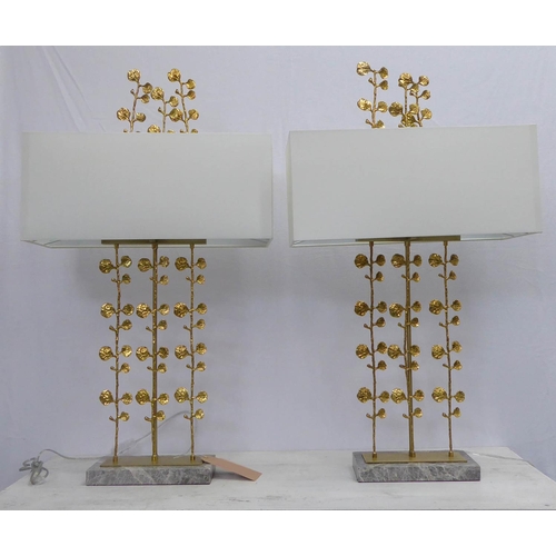 69 - R V ASTLEY KYLE TABLE LAMPS, a pair, with shades, 95cm H. (2)