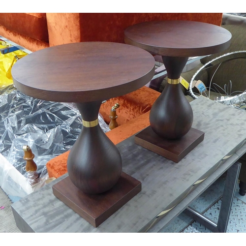 81 - STUART SCOTT KING PIN TABLES, a pair, 40cm W x 51cm H. (2)