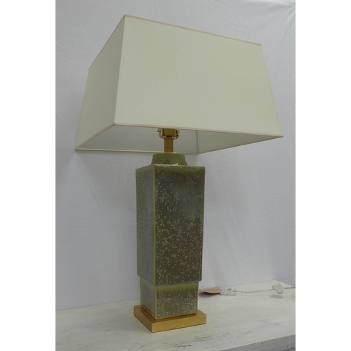 89 - TABLE LAMPS, a pair, from Visual Comfort & Co, of substantial proportions in a green patterned refle... 