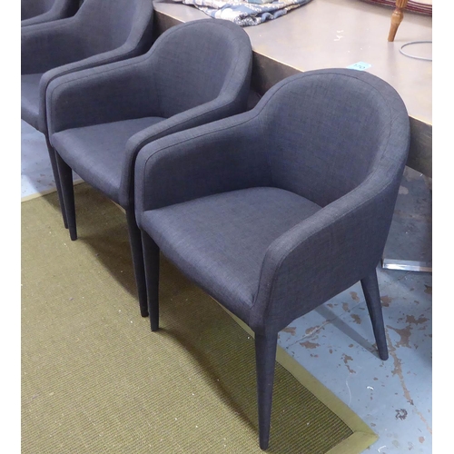 39 - POLS POTTEN DINING CHAIRS, a set of six, with charcoal grey upholstery, (purchased from IJL Brown, K... 