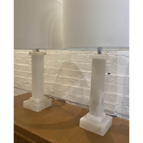 591 - TABLE LAMPS, a pair, 1970's Italian style alabaster with shades, 80cm H. (2)