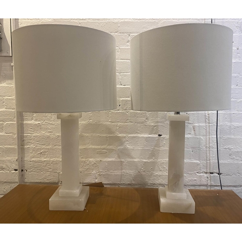 591 - TABLE LAMPS, a pair, 1970's Italian style alabaster with shades, 80cm H. (2)