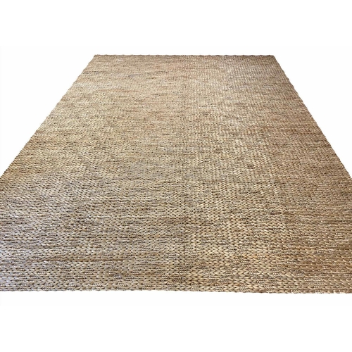 308 - CLASSIC HAND WOVEN JUTE CARPET, 360cm x 270cm.