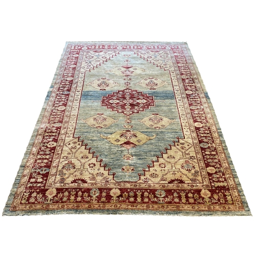 324 - FINE BAKSHAISH DESIGN CARPET, 269cm x 197cm,  duck egg blue field.