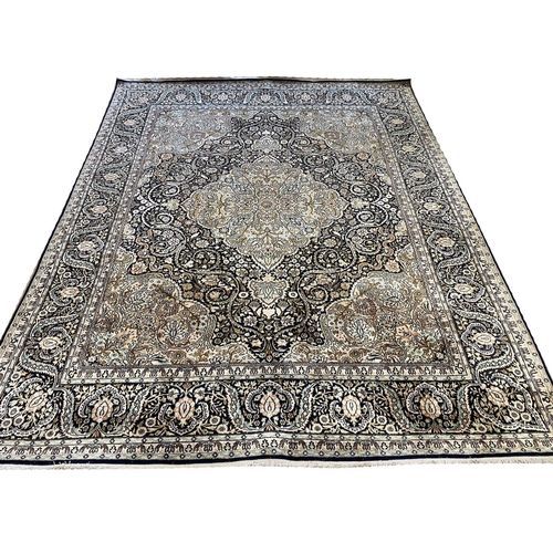 306 - FINE PURE SILK TEHRAN DESIGN CARPET, 275cm x 215cm.