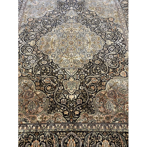 306 - FINE PURE SILK TEHRAN DESIGN CARPET, 275cm x 215cm.