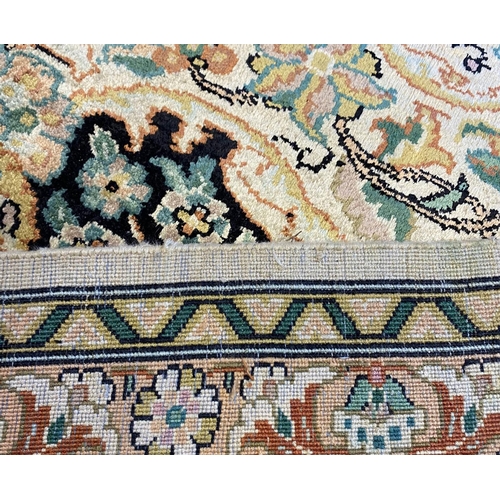 307 - FINE PURE SILK HEREKE DESIGN CARPET, 345cm x 250cm.