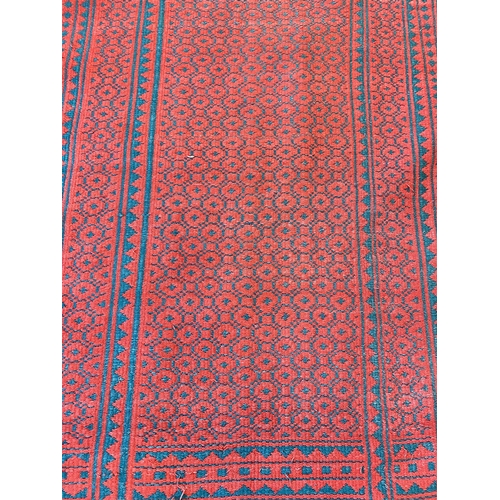 312 - FINE PERSIAN TRIBAL FLATWEAVE RUNNER, 375cm x 112cm. (reversible)