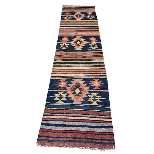 322 - QASHQAI KILIM RUNNER, 300cm x 77cm.