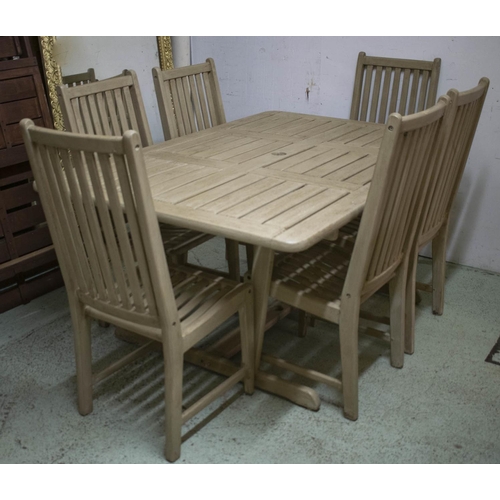 190 - GARDEN SET, including table rectangular painted 73cm H x 160cm x 110cm a wind-out grey parasol and a... 