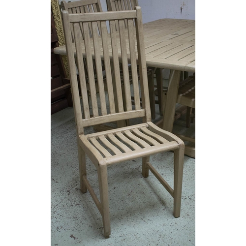 190 - GARDEN SET, including table rectangular painted 73cm H x 160cm x 110cm a wind-out grey parasol and a... 