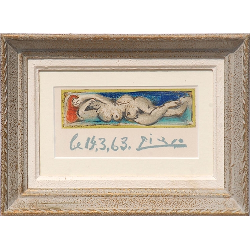 127 - PABLO PICASSO 'Petit nu couché', signed and dated in the plate, lithograph 1964, 9cm x 18cm. (Subjec... 