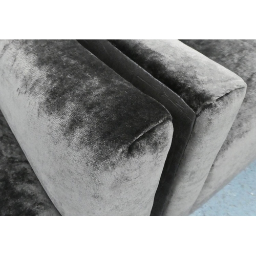 31 - ARMCHAIRS, a pair, contemporary design, grey velvet upholstered with leather detail, 74cm W x 80cm D... 