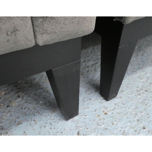 31 - ARMCHAIRS, a pair, contemporary design, grey velvet upholstered with leather detail, 74cm W x 80cm D... 