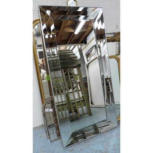 58 - WALL MIRROR, contemporary design, bevelled mirrored frame, 182cm x 90cm.