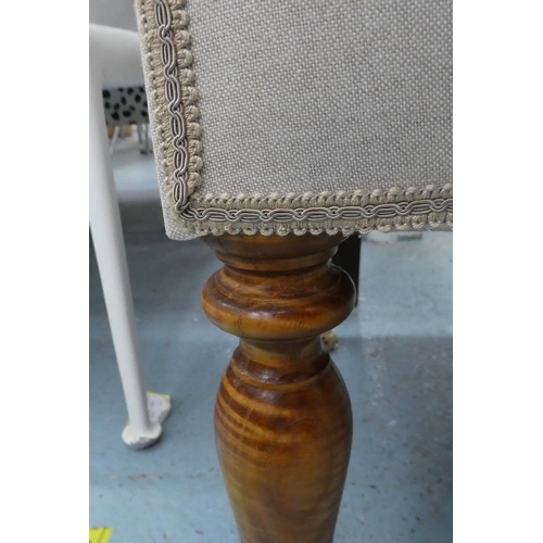 182 - WINDOW SEAT, late Victorian design, neutral linen upholstered with two bolster cushions, 139cm W.