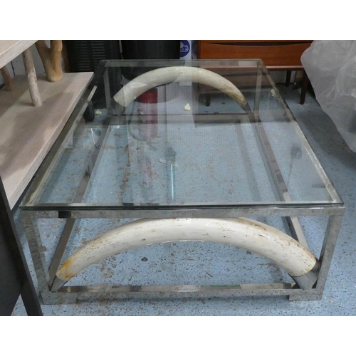 6 - ANTHONY REDMILE INSPIRED LOW TABLE, faux tusk detail, 150cm W x 41cm H x 96cm D.