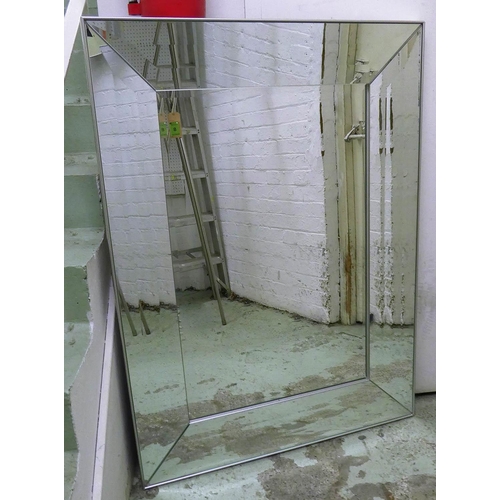 17 - WALL MIRROR, contemporary design, bevelled mirror frame, 121.5cm x 90cm.