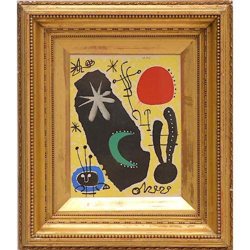 131 - JOAN MIRO, Abstract pochoir, signed in the plate, edition 1500, ref: Daniel Jacomet, 32cm x 25cm, fr... 