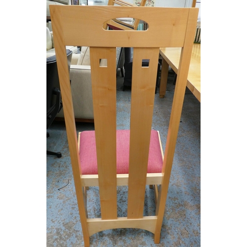 68 - DINING CHAIRS, a set of ten, Charles Rennie Mackintosh style maple including two taller chairs 152cm... 