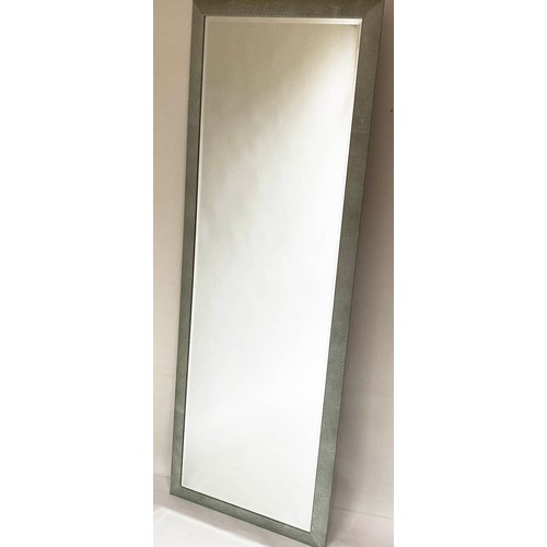 69 - LINLEY MIRROR, by David Linley, faux shagreen, rectangular cushion shape with beveled plate stamped ... 